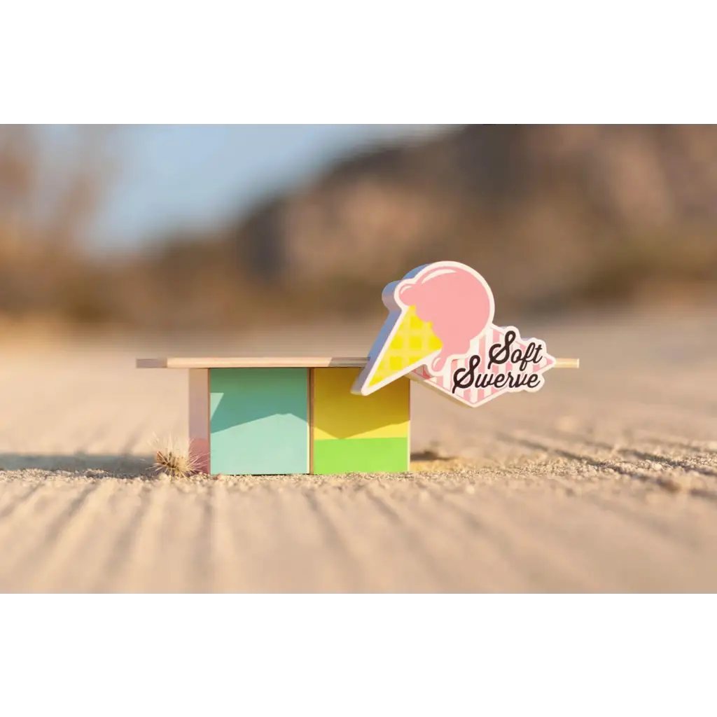 Colorful wooden blocks with a fun ice cream cone sticker for your roadside shack business