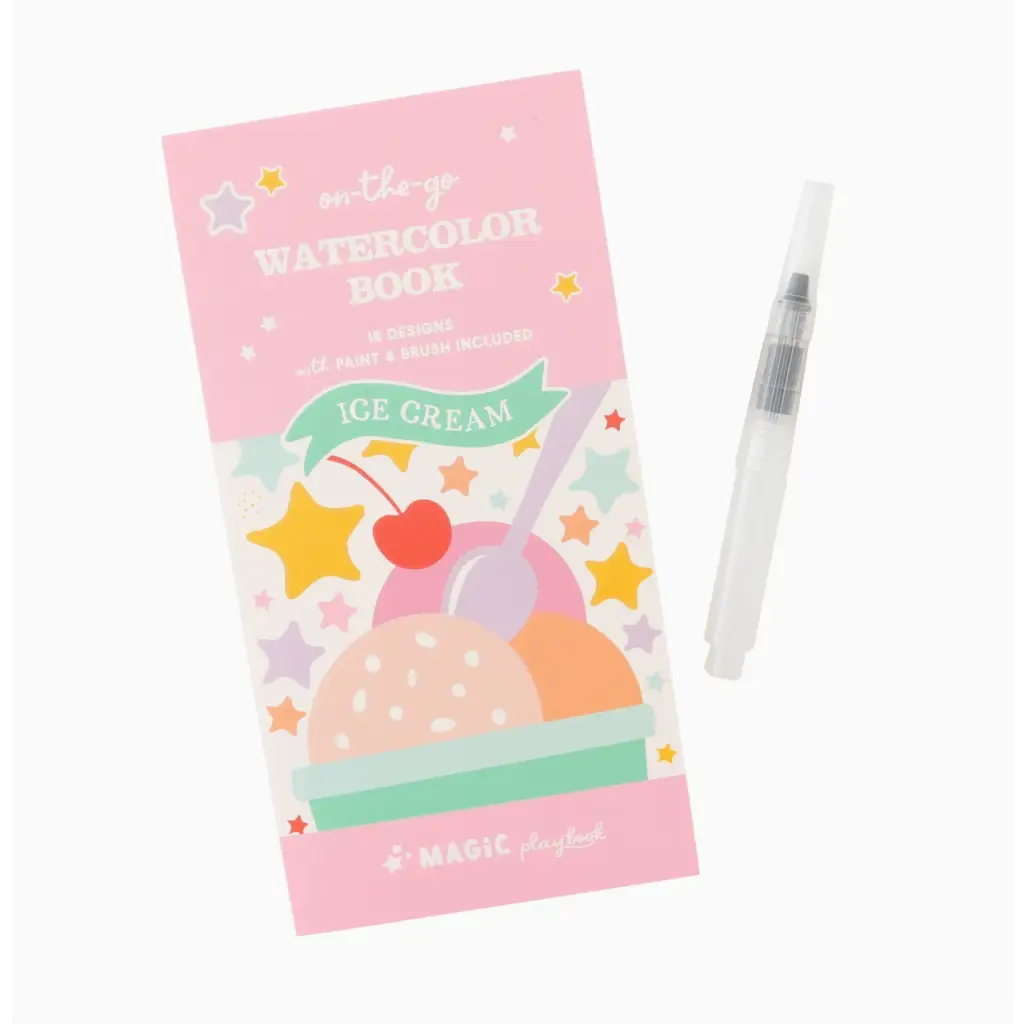 Ice Cream Pocket Watercolor Book with refillable water brush for stylish watercolor art