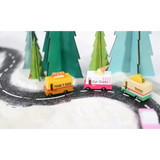 Cute Pink and White Ice Cream Toy Truck with Colorful Cargo Cars on Curved Track