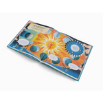 Open children’s book with colorful sun and moon phases, showcasing great numbers concept