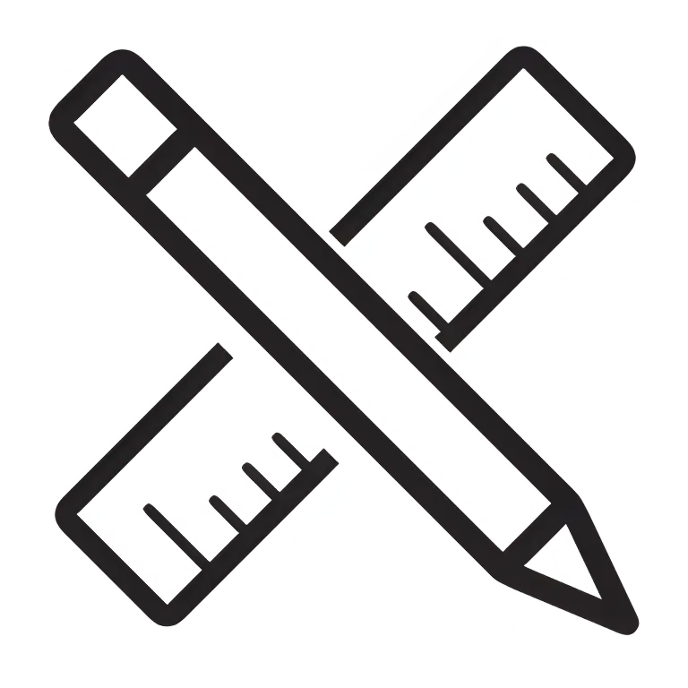 Pencil and ruler crossed in X shape for Item Customizations in product customizer