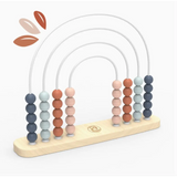 Wooden Rainbow Abacus with colorful wooden beads in a fun arched pattern for kids