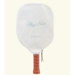 White ping pong paddle with Play Nice text, perfect for mini pickle ball fun for kids