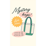 Kids Surprise Mystery Bundle tote bag with green handles and bottom, featuring popular polished prints