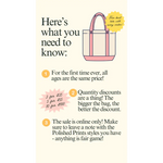 Kids Surprise Mystery Bundle tote bag with pink straps and popular polished prints