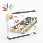 Wooden pinball game in retail packaging, perfect for space-themed fun!