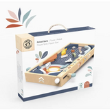 Wooden pinball game in retail packaging, perfect for space-themed fun!