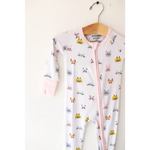 Cute white baby pajamas with kitty cat faces in polished prints for cozy sleeping