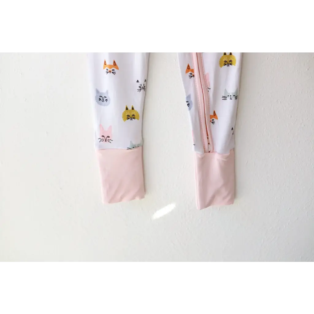 Cute kitty cat bamboo baby sleeper with adorable polished prints for sweet dreams