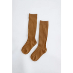 Cute knee high socks in caramel, perfect for babies and kids with ribbed design