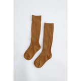 Cute knee high socks in caramel, perfect for babies and kids with ribbed design