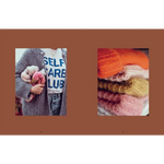 Colorful knit patterns stack in orange, pink, yellow, beige from Knit This!