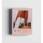 Pink Knit This! book with orange knit sweater, stylish womens clothes patterns