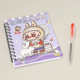 Labubu pen set with lavender notebook and rabbit bear prints