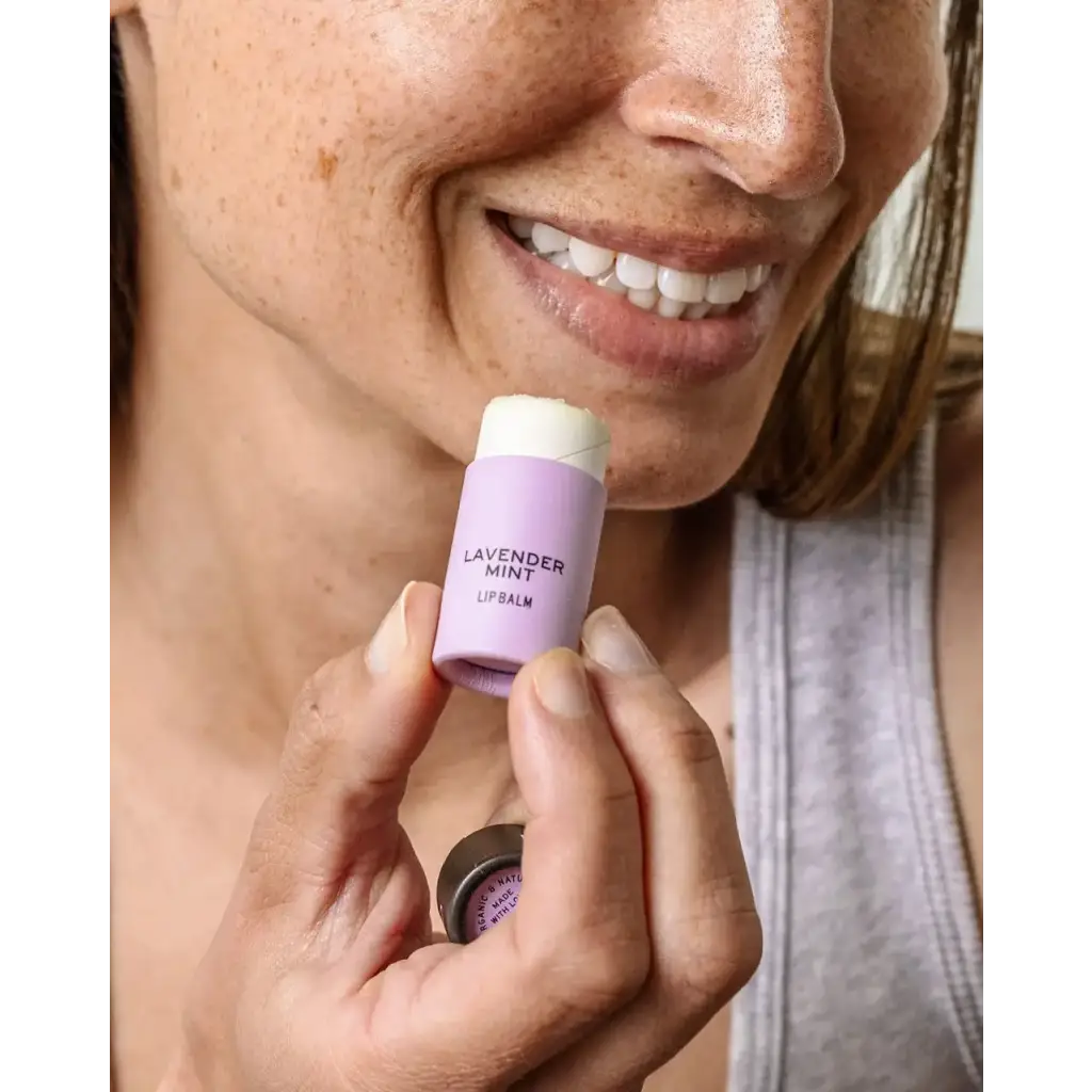 Lavender mint lip balm in sleek tube, 0.3 oz organic lip balms