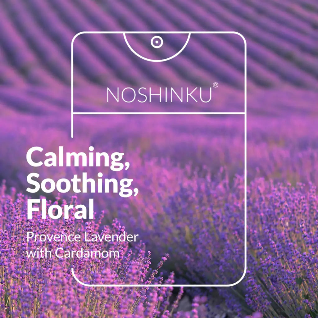 Lavender field with purple flowers for Noshinku pocket hand sanitizer