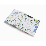 Open book with colorful prints that encourages children to play outdoors and explore nature