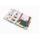 Open book with colorful art and diagrams that encourages children to play outdoors