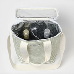 Striped insulated wine tote from Light Cooler Drinks Bag La Palma Sage Stripe