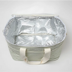 Open Light Cooler Shoulder Bag La Palma Sage Stripe showing insulated interior and polished prints