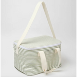 Striped insulated lunch bag in Light Cooler Shoulder Bag La Palma Sage Stripe design