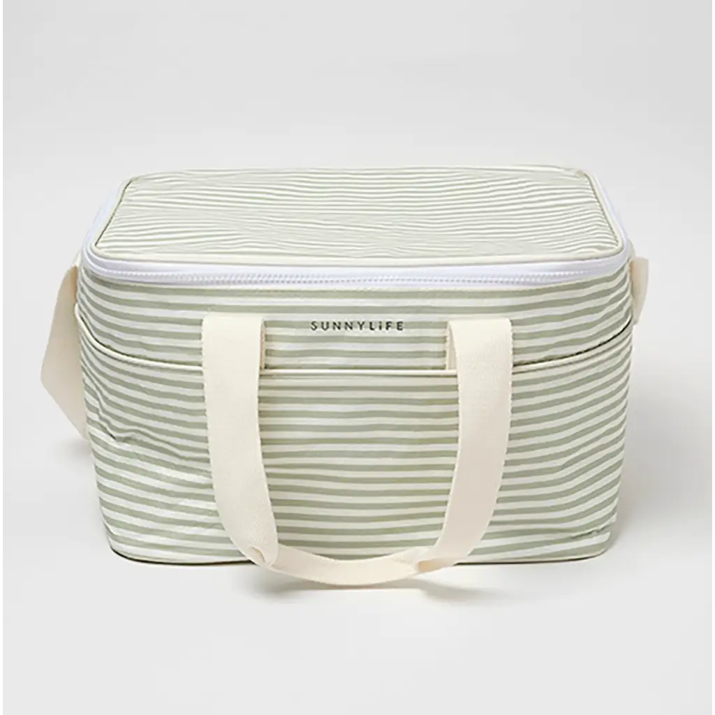 Striped insulated lunch bag with a stylish design and insulated interior for on-the-go meals