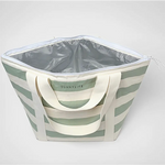 Light Cooler Tote La Palma Sage Stripe with insulated interior and polished prints