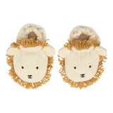 Cute Lion Baby Booties with cream lion face and golden mane