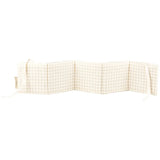 Light beige and white gingham farm soft book crib bumper with tie straps