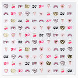 Cute Ooh La Love Nail Stickers with fun love notes doodles in pink, gold, and black