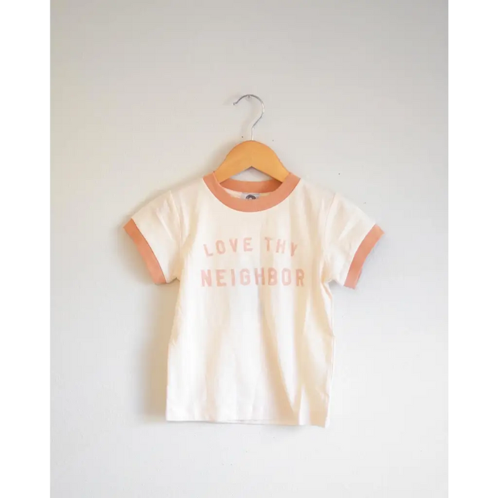 Love Thy Neighbor Kid’s Ringer T-Shirt - Polished Prints