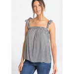 Lucy Gingham Linen Blend Tie Shoulder Tank Top with polished prints perfect for stylish womens clothes