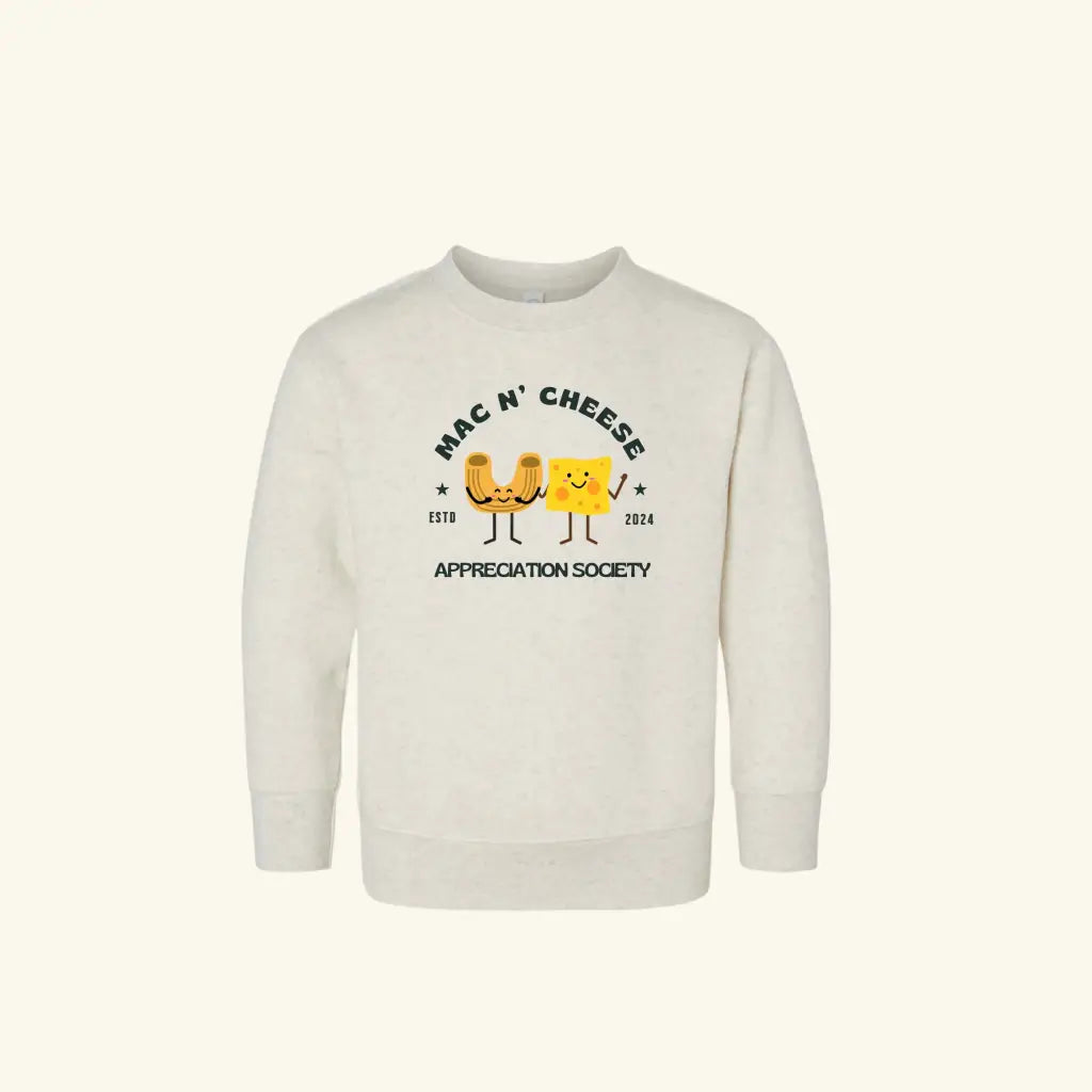 Cute mac n cheese kids sweatshirt with fall holiday crewneck design