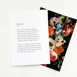 Poem card with floral art from Magic & Brain Kate Baer T-Shirt featuring moon song design