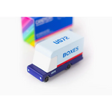 Blue and White Mail Van Toy with Boxes on its Cargo Container for Fun Deliveries