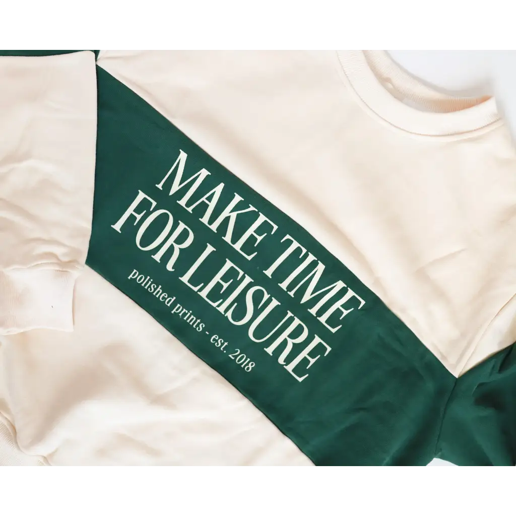 Make Time for Leisure Color Block Pullover Sweatshirt in white and green