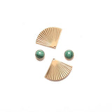 Michelle Starbuck gold sunburst malachite studs with vintage brass earrings