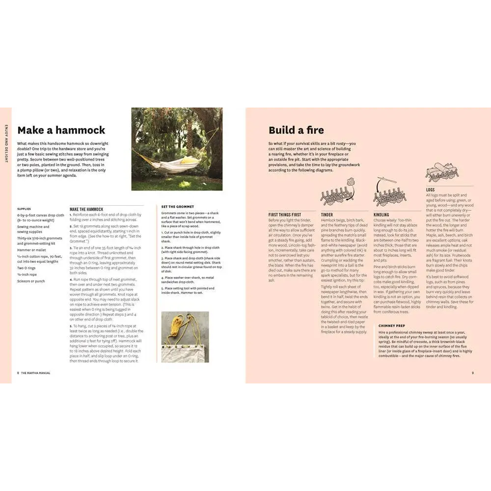 Martha Stewart manual back with hammock, fire guides on polished prints