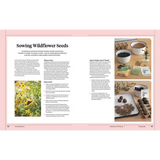 Martha Stewart gardening handbook with rustic tools and seeds