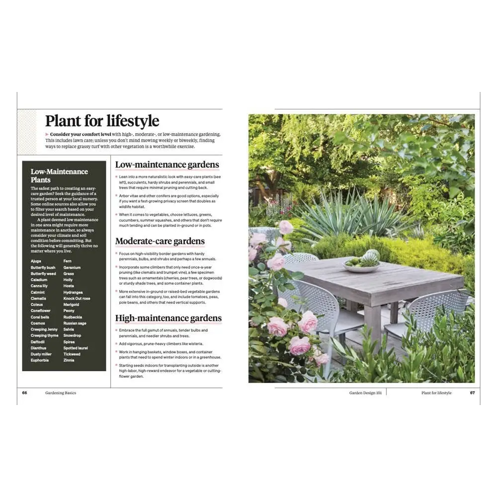 Gray Martha Stewart gardening handbook patio set in lush greenery
