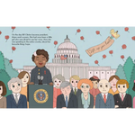 Cartoon of people by the U.S. Capitol for Maya Angelou Little People Big Dreams book