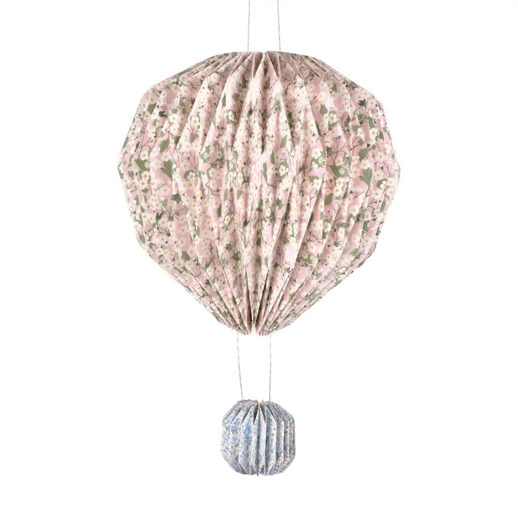 Pink floral hot air balloon mobile with silver accents from Meri Meri x Liberty