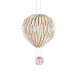 Pastel origami hot air balloon mobile with pink pom-pom base by Meri Meri x Liberty