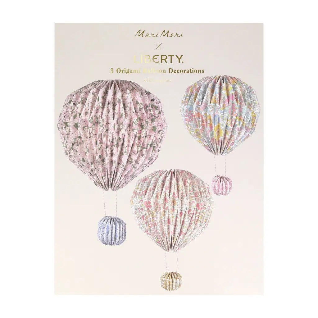 Meri Meri x Liberty origami balloon decorations with polished prints