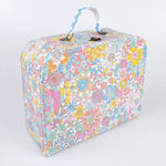 Pastel floral Liberty suitcase with ricrac and cream stripes