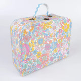 Pastel floral Liberty suitcase with ricrac and cream stripes