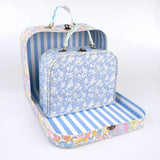 Vintage floral Meri Meri x Liberty suitcase with cream stripes and ricrac