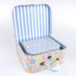 Vintage floral Meri Meri x Liberty suitcase with ricrac, cream stripes interior