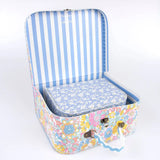Vintage floral Meri Meri x Liberty suitcase with ricrac, cream stripes interior