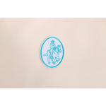 Oval Midnight Rider iron-on patch featuring a horse and rider design with a turquoise outline